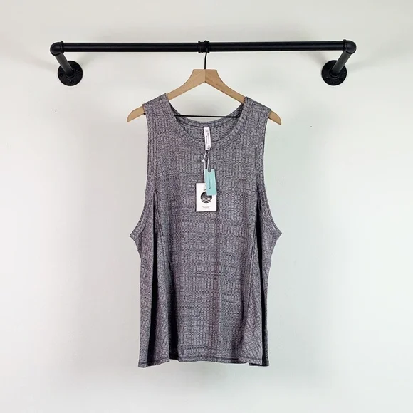 NWT Daily Practice by Anthropologie Comfy Waffle Knit Tunic Tank Top In Grey - Picture 6 of 9